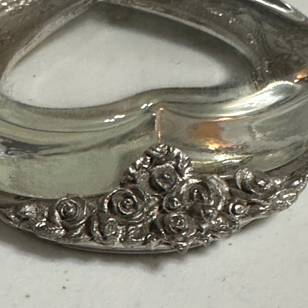 Metzke Rose Floral Heart Picture Frame Pewter VTG 1989 Silver Tone Paperweight - Picture 3 of 7